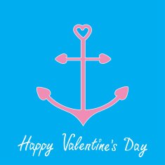 Pink anchor with shapes of heart Happy Valentines Day card