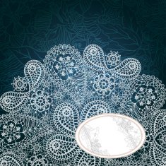 Template frame design for card with lace ribbon N5