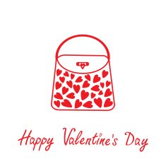 Love bag with hearts Happy Valentines Day card
