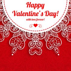 Vector Valentine's day lacy greeting ornate background