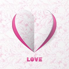 Paper Heart Love Card on Flower Background
