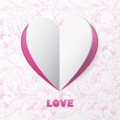 Paper Heart Love Card on Flower Background N2