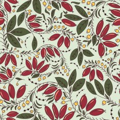 seamless plant texture with leaves and berries