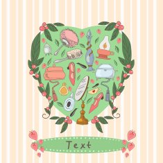 Retro female things template design vector set