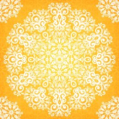Ornate vintage yellow lacy seamless pattern