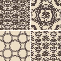 Vintage style backgrounds set seamless patterns vector wallpapers fabrics