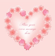 Floral frame with roses heart shape St Valentine's Gift card