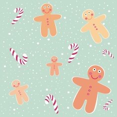 Cute gingerbread men with christmas sweets