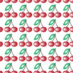 Cute fruits seamless background on white