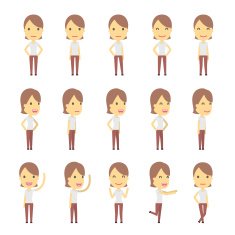 urban character set in different poses simple flat design N7