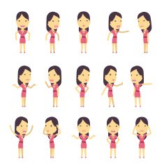urban character set in different poses simple flat design N8