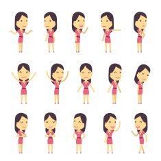 urban character set in different poses simple flat design N9