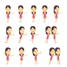 urban character set in different poses simple flat design N10