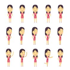 urban character set in different poses simple flat design N11