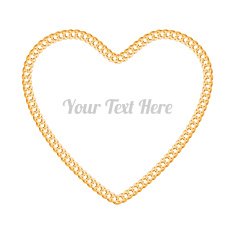 Double diamond golden chain shaped in heart form