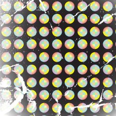 grunge seamless sector dots background on black
