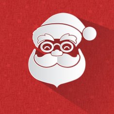 Santa claus head symbol on red background N2