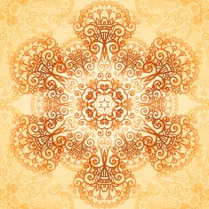 Ornate vintage circle pattern in mehndi style N16