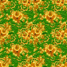 Green and gold floral seamless pattern