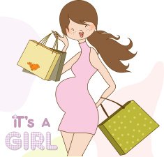 baby announcement card with beautiful pregnant woman on shopping N11