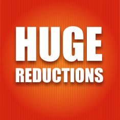 Caption large white letters Huge reductions