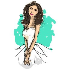 Hand drawing of a pretty fashion girl