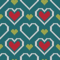 Seamless knitted sweater pattern with hearts