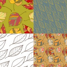 Set of four autumn leaves backgrounds