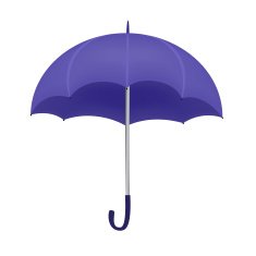 Violet umbrella isolated on white background