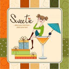 girl sitting on the edge of a glass birthday card N2