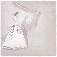 bride in wedding dress on grungy background N2