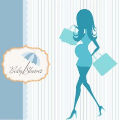 baby announcement card with beautiful pregnant woman N14