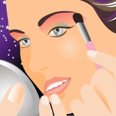 Woman applying makeup