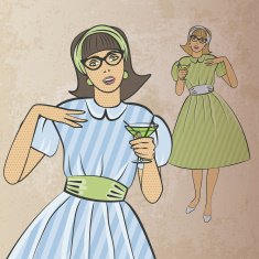 girl with cocktail in retro style