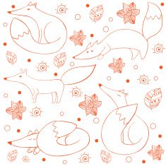 Cartoon funny happy fox seamless pattern