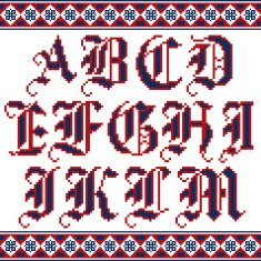 Alphabet Cross stitch vector font N2