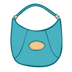 Stylish womans blue handbag or purse