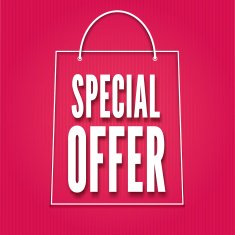Special offer poster with bag vector illustration