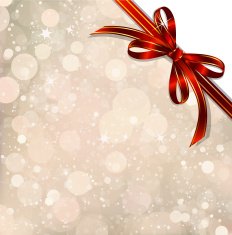 Red bow on a magical Christmas over Vector