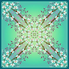 Ornate spring card with blossom branches