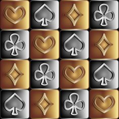 gold and silver seamless pattern with card suits