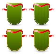 Green label with ribbon