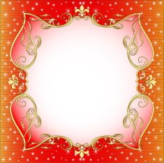 red background with gold (en) an ornament and stars