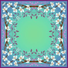 Ornate spring card with blossom branches N2