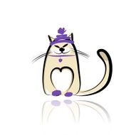 Funny cat in fashion hat for your design