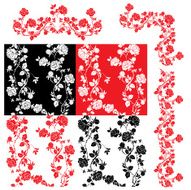 Roses - set of ornate seamless patterns and borders
