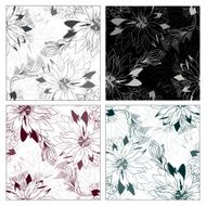 set of seamless vector vintage patterns abstract flowers
