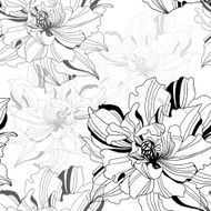 seamless monochrome vector pattern from abstract flowers N2