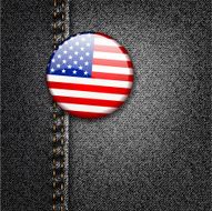 American Flag Badge On Jeans Denim Texture Vector