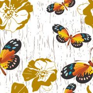 Seamless pattern with flowers and butterflies N2